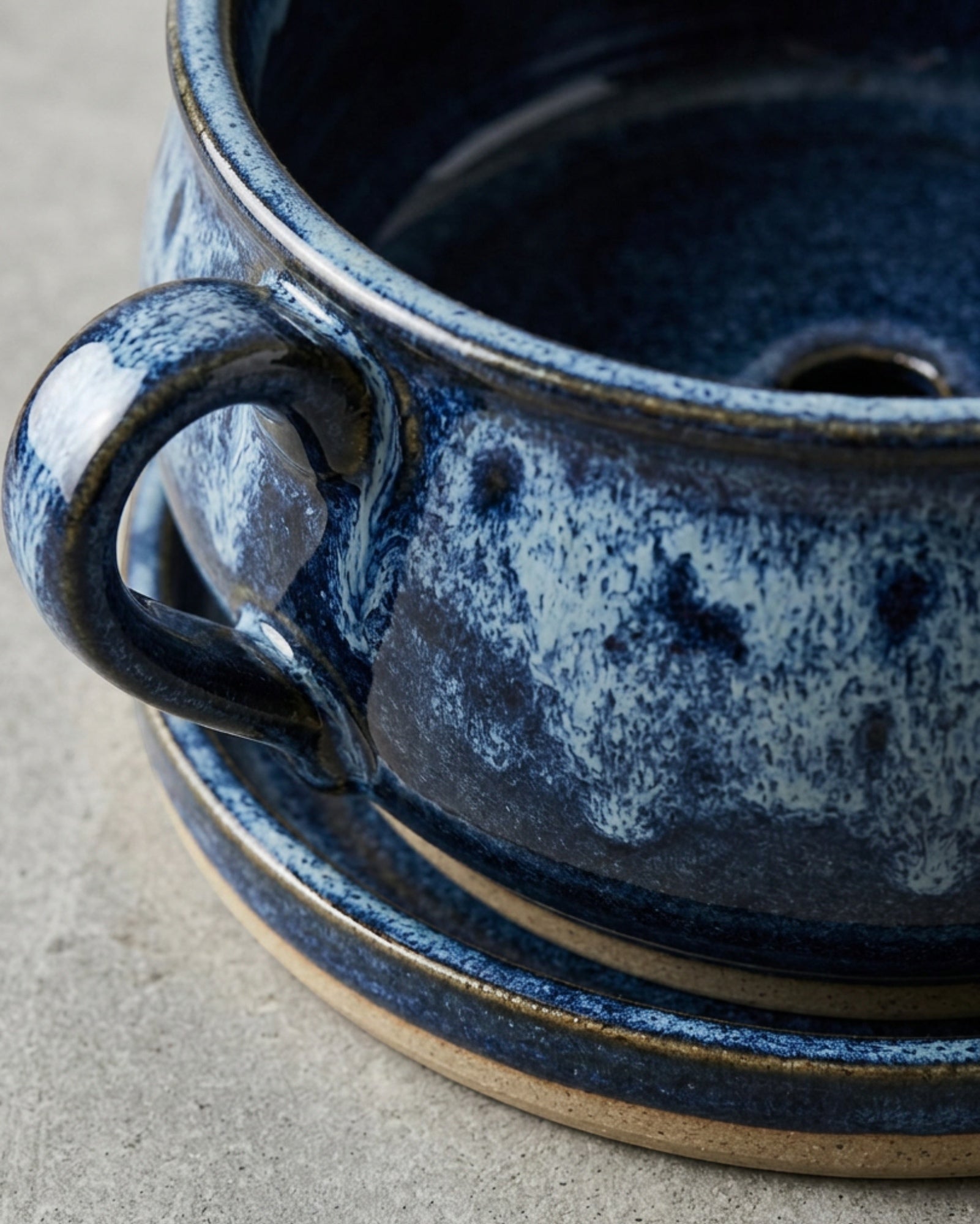 Ywjfk Double Handle Reactive Glaze Ceramic Planter Cobalt - Detail view