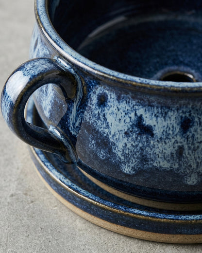 Ywjfk Double Handle Reactive Glaze Ceramic Planter Cobalt - Detail view