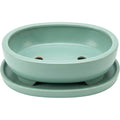 Ywjfk Oval Bonsai Ceramic Planter with Tray Seafoam - Product view